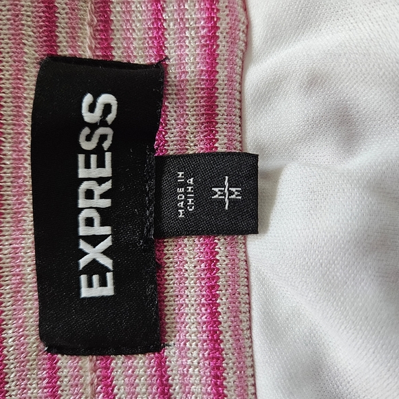 Express Pink and Cream skirt. Pleated with vertical stripes midi length lined. M - Picture 5 of 5